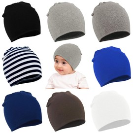 Durio Baby Hat Boys Girls Unisex Baby Hat Toddler Reversible Jersey Slouch Beanie Hat Infant Hat, Pack of 8 colour mix A