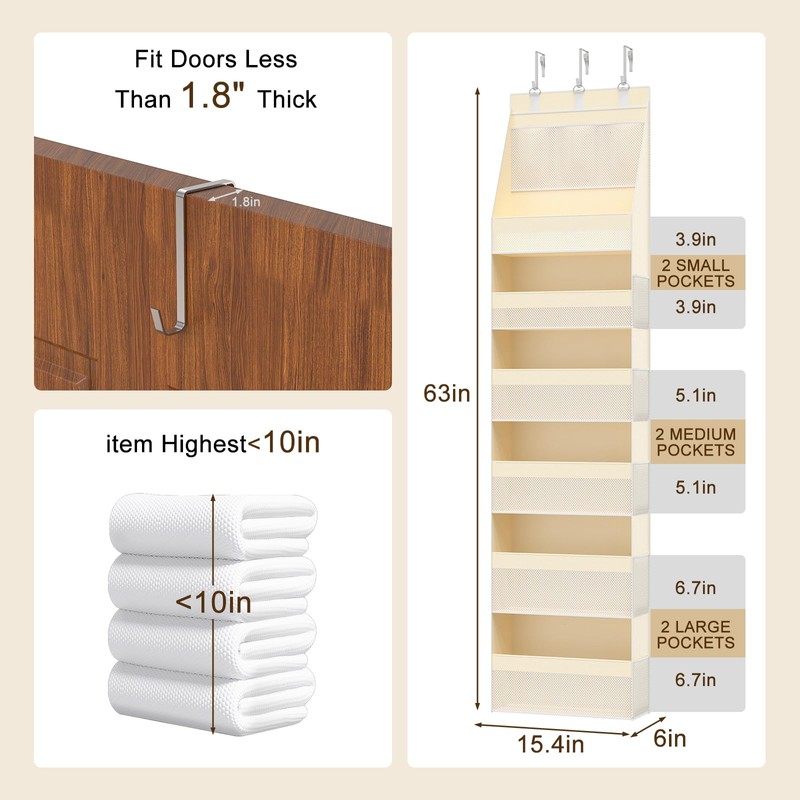 E-PRONSE Over the Door Organizer, 6-Shelf Door Hanging Organizer with