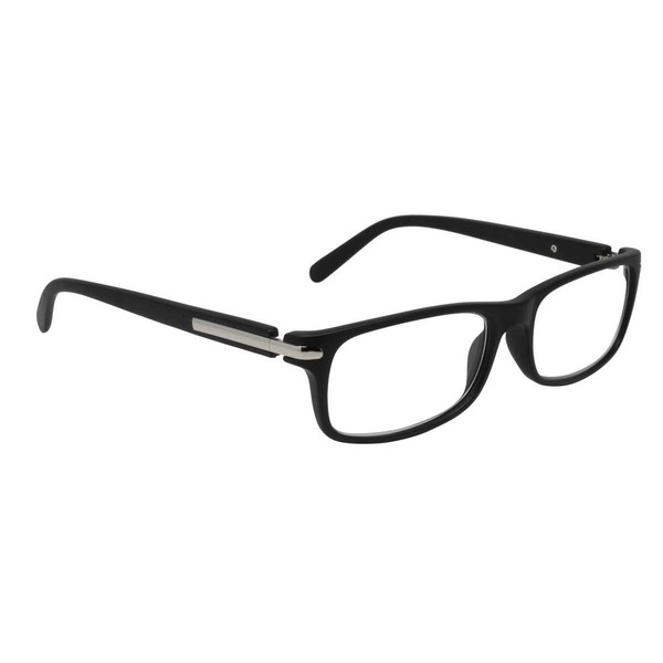 Dr. Dean Edell Unisex Modern Rectangle Black Front and Temples Reading Glass, 2.50