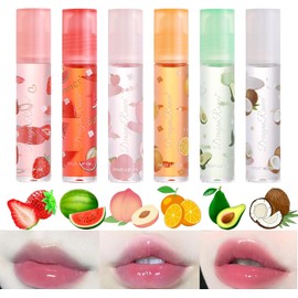 Aceite labial hidratante, juego de 6 unidades, roll-on, transparente, incoloro, alto brillo