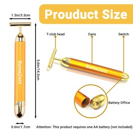BumeZent Gold Beauty Bar Massager - T-Shaped Tool, Portable Design, Suitable for Face and Body (Gold)