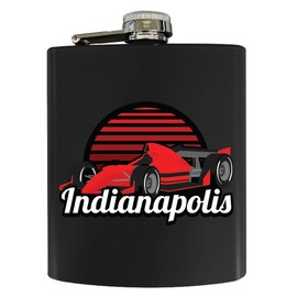 R and R Imports Indianapolis Indiana Design C Souvenir 7 oz Steel Flask Matte Finish Black 2-Pack