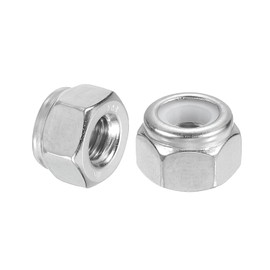 sourcing map 25Pcs 1/4"-20 Nylon Insert Hex Lock Nut, 304 Stainless Steel Self-Locking Nylon Insert Stop Nut for Industrial Construction Fasteners, Silver&White