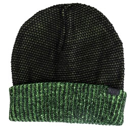 Kenneth Cole REACTION Men's Warm Winter Beanie Hat, Black/Neon Green, ONE Size
