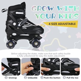 G MGY OLED Roller Skates for Little Kids, 4 Size Adjustable Roller Skates with All Wheels Light up, Fun Illuminating Rollers Skates for Boys Beginners, Black White (Little Kids 11j-1)
