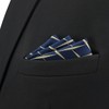 S&W SHLAX&WING Navy Blue Yellow Mens Pocket Square Patterned Geometric