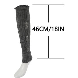 BomKinta Leg Warmers with Holes Women - Warm Ruffle Leg Sleeves - Winter Knee High Footless Socks Grey