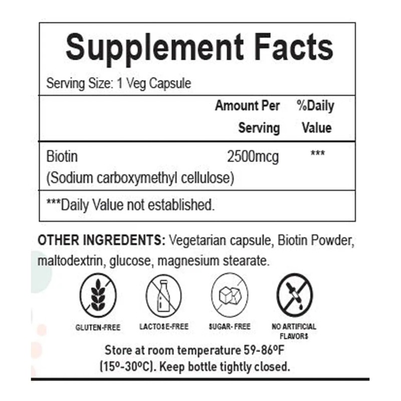 H4u Biotina 2500 Mcg Para Cabello Piel Uñas 60 Cápsulas