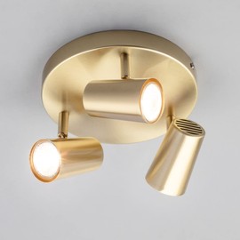 LITECRAFT Chobham Spotlight Plate Adjustable GU10 Ceiling 3 Light - Satin Brass