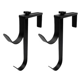 SagaSave Pack of 2 Black Adjustable Fence Hooks Metal Pole Hangers for Hanging Pool Equipment, Telescopic Poles, Brushes, Brooms