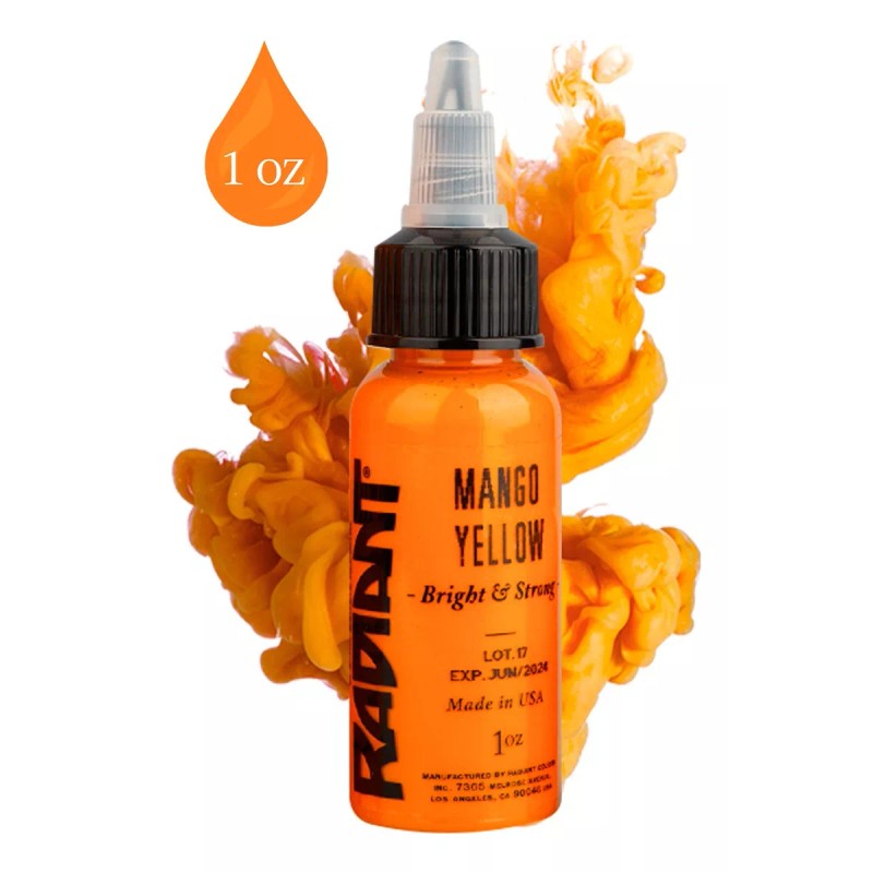 RADIANT COLORS Tinta Profesional Para Tatuar Radiant Mango Yellow 1oz