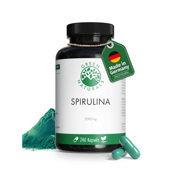 GREEN NATURALS Spirulina capsules - High dosage: 2000mg of pure
