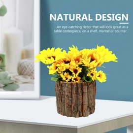 Wood Flower Pot Tree Stump Planter Artificial Plants Wood Vase Natural Wood Flower Pot Rustic Bark Planter Wood Farmhouse Decoration