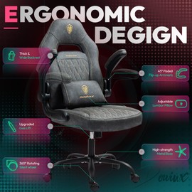Dowinx 6661 Gaming Chair Grey Gaming Chair Breathable PU Leather Gamer Chair with Pocket Spring Cushion, Ergonomic Computer Chair with Massage Lumbar Support,Adjustable Swivel Task Chair Grey