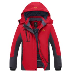 Wantdo Women's Waterproof Mountain Jacket Fleece Outdoor Coat US M Red Medium