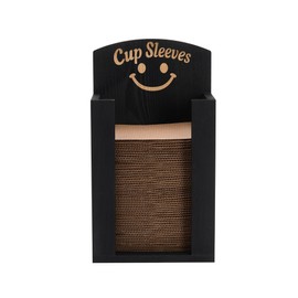 Coffee Cup Sleeve Holder – Black Hot Cup Dispenser for Wall or Counter – Coffee Station Organizer Wood for Home, Kitchen, Café, Restaurant