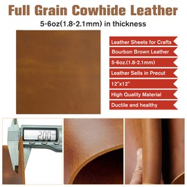 Tooling Leather Thick Leather Square 1.8-2.1mm - Full Grain Leather Piece Hide for Crafting Cowhide Leather Sheets for Crafts Project