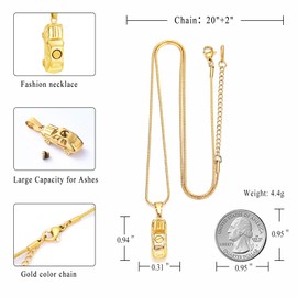 Cremation Jewelry for Ashes Little Car Shape Urn Pendants for Ashes Holder Memorial Keepsake Urn Necklace Cool Necklace(Gold)