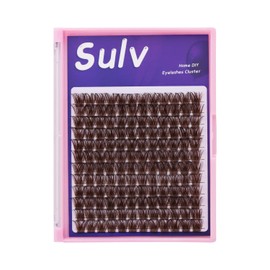 Sulv Lash Cluster S001# Dark Brown Color Lashes 144pcs Clusters D Curl 8mm,10mm,12mm,14mm,16mm,18mm,20mm to Choose Lashes Extensiond Kit Lashes Wispy Lashes Extensions (S001 Dark Brown-16mm)