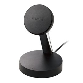 Elecom W-MS02BK Wireless Charger, 7.5 W, Magnetic, Stand Type, Supports Both Portrait and Landscape, Integrated Cable (5.9 ft (1.5 m) [iPhone13 / iPhone12 Only] Black