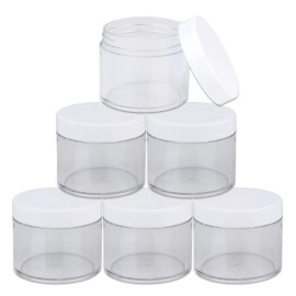 Unbranded Lot of 6 two-ounce Clear PET plastic Jar With Lid Container slime craft supplies