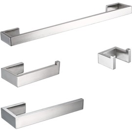 4 Piece Bathroom Hardware Set Brushed Nickel Modern Bathroom Towel Holder Set SUS304 Stainless Steel Wall Mounted Towel Rack Set,23.9 Inch Towel Bar Set (Chrome)
