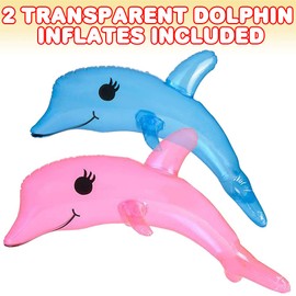 ArtCreativity Dolphin Inflates, Set of 2, Inflatable Dolphin Decorations, Fun Bathtub Toys For Kids, Cool Beach Toys for Children, Swimming Pool Toys for Kids, Under-the-Sea Party Favors, 33 Inches