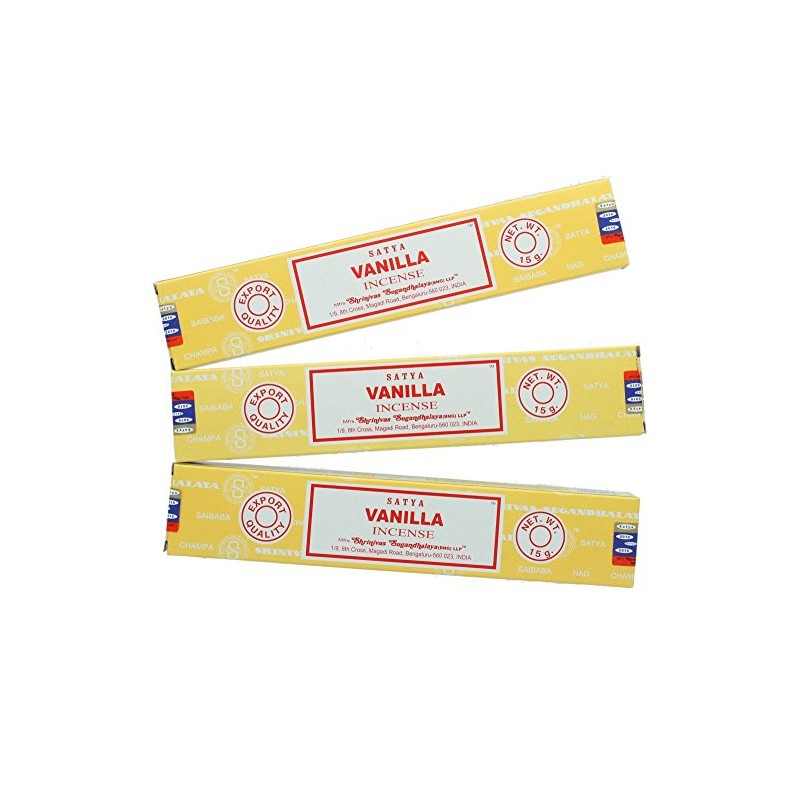 3 X Vanilla Satya Nag Champa Incense Sticks Packs 15g