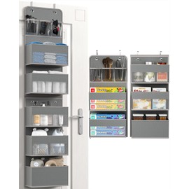 Hioya 6 Shelf Camper Storage, RV Bathroom Organizer, Grey (Over Door Organizer, Wall Mount Back of Door Hanging Organizers for Toy Diaper Bedroom Closet)