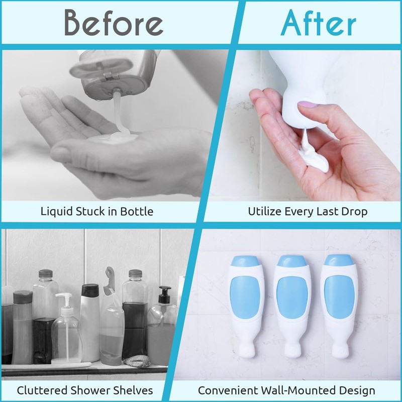 Squeezi 2 Unit Pack (Bright White) Wall Mounted Shower Dispenser
