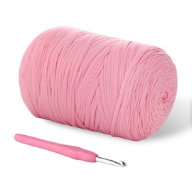 800G（228YDS） T-Shirt Yarn, Elastic Fabric Crochet Cloth T- Shirt Yarn, Thick Hand Knitting Yarns for Crocheting Bags/Rugs/Baskets/Craft Project/Home Decor, DIY Crafts (Modern, Pink)