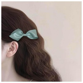 Xduargs Vintage Bow Hair Clips Silk Bow Knot Hair Clip Barrette Small Satin Bow Hair Pin Barrettes Ponytail Hairclips Cute Bow Hair Clip Satin Ribbon Bow Hairpin Clip for Women Headdress(Blue)
