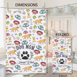 Dog Mom Kitchen Towel Pet Dish Towel Dog Handtowel for Bathroom Pet Lover Gift Puppy Owner Gift (DOGMOM-KT)