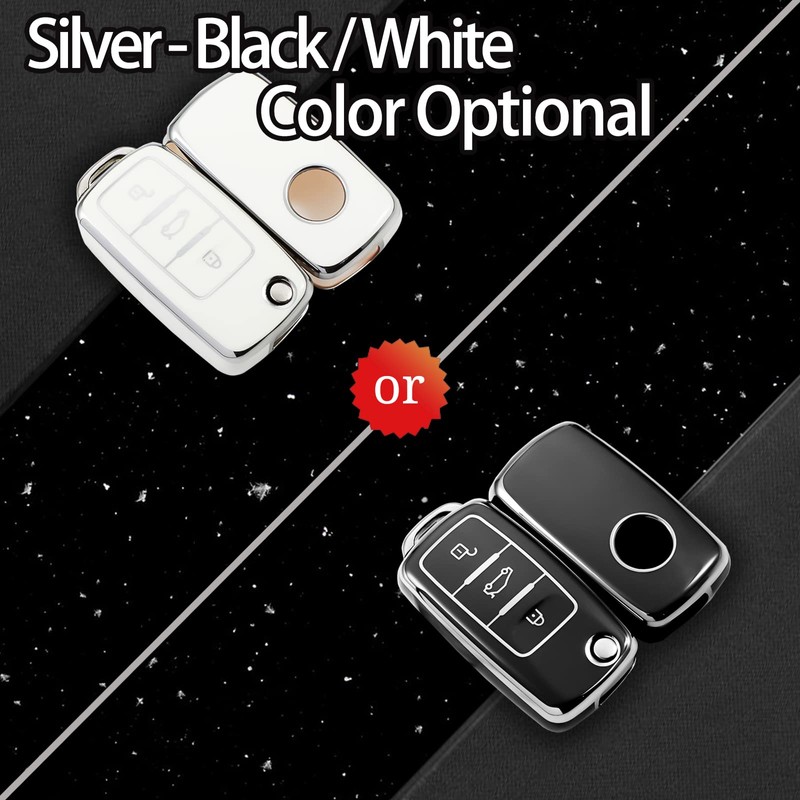 WORCAS Silver Pattern Soft TPU 360 Degree Protection Key Case