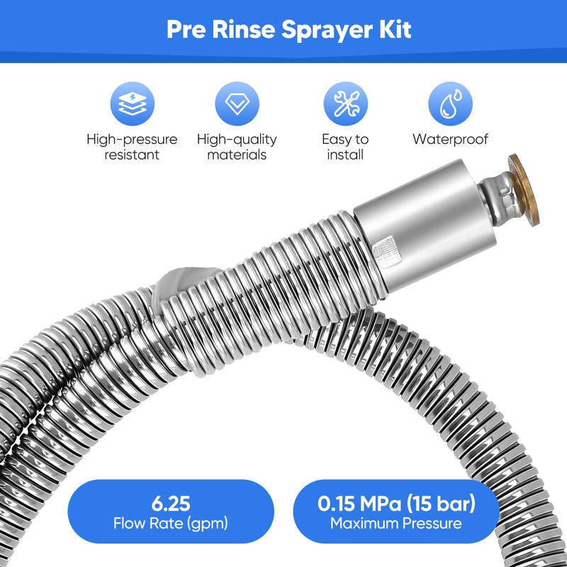 Pre Rinse Replacement Hose, 96 cm/38" Stainless Steel Commercial Pull