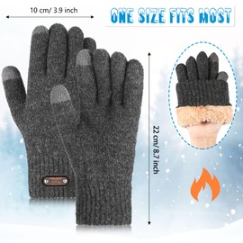 Neer 2 Touchscreen Gloves for Women Men Winter Gloves Knitted Gloves Full Finger Thermal Gloves, Black, grey