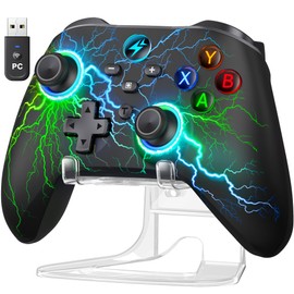 GAMSINGY Wireless PC Gaming Controller -RGB Lightning Pro Gamepad for Windows PC, Switch, Switch 2, Android & iOS, with Programmable Back Buttons, Turbo, 1000mAh Battery & Stand (2.4G/USB-C/Bluetooth)