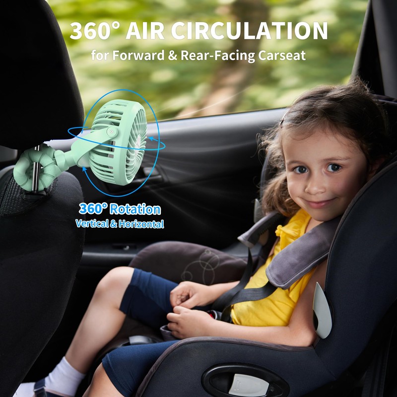 AMACOOL Battery Operated Stroller Fan Flexible Tripod Clip On Fan