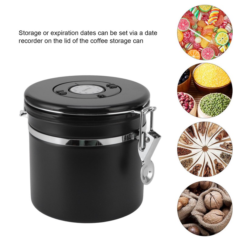 1.2L Coffee Canister Stainless Steel Sealing Storage Jar Food Storage