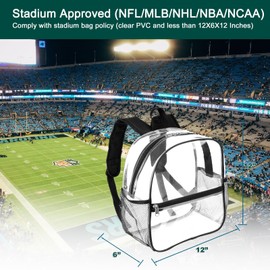 Keepcross 12x6x12 Clear Backpack for Stadium Events Clear Stadium Bag for Sports Events, Festivals & Concerts