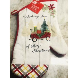Ship N 24 Hours. New-Christmas Oven Mitt “Wishing  You A Merry Christmas”.
