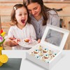 POPUFUN 12-Count White Cupcake Boxes with Window and Insert, 13x10x3.5