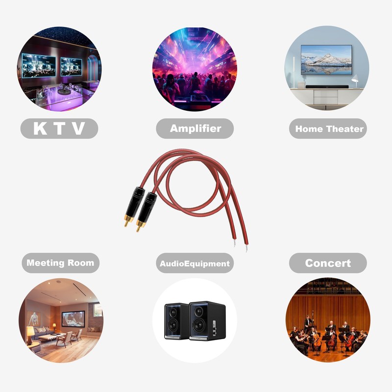 YARCHONN RCA Speaker Bare Cable Wire Speaker Pigtail Cord to