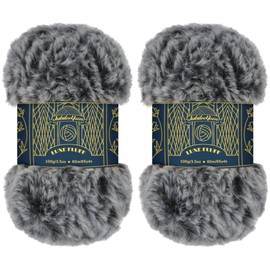 JubileeYarn Luxe Fluff Yarn - 100g/Skein Chunky Polyester Fur - Black and White - 2 Skeins