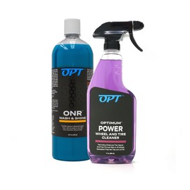 Optimum No Rinse Wash and Shine with Power Wheel Cleaner Kit – 32 oz ONR Car Wash with New 17 oz Wheel Cleaning Solution