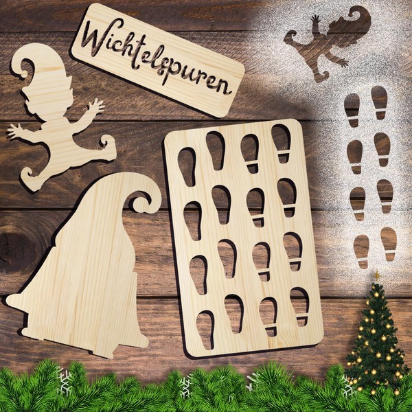 Axinyijia Set of 4 Gnome Footprints Gnome Accessories, Wooden Gnome