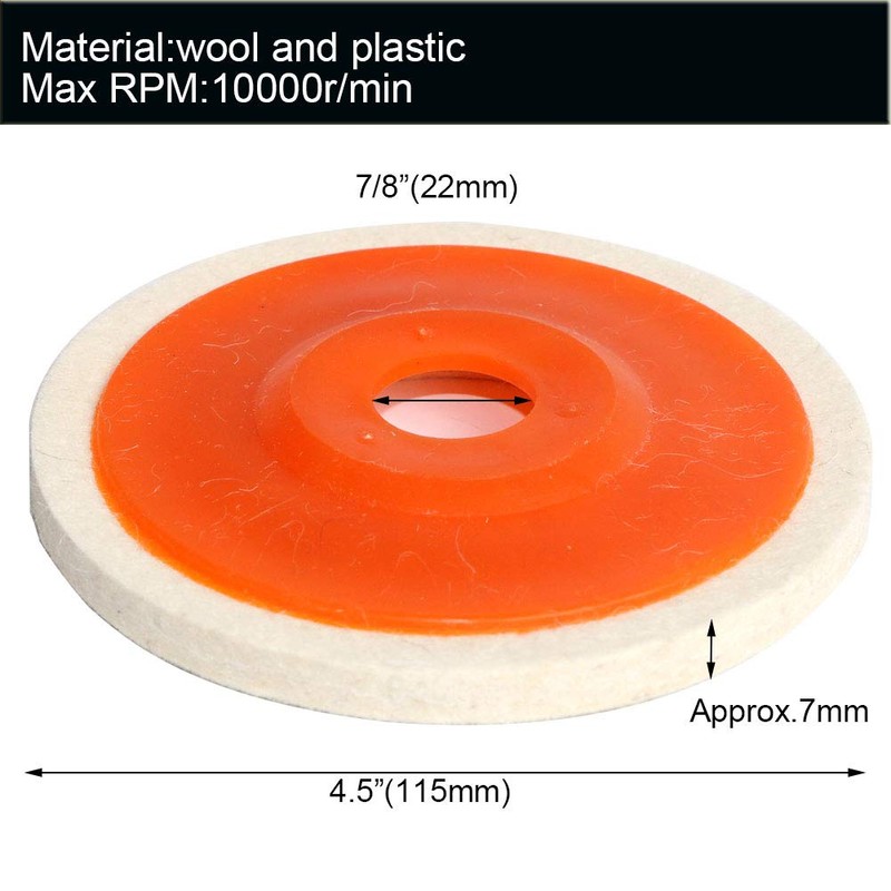 4.5" x 7/8" Inch Wool Felt Disc Polishing Buffing Wheel