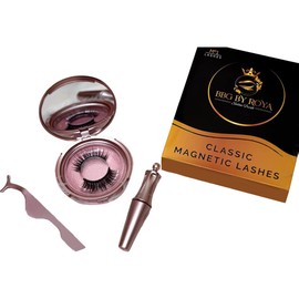 Magnetic Eyelashes with Eyeliner Kit Classic 1 Pair Natural Look Reusable Eyelashes with Tweezers Applicator, False eyelashes With Tweezers Easy to Wear, No Glue Needed