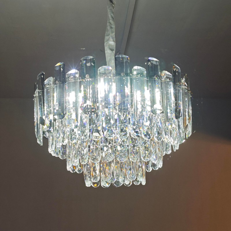 LANGLITIAODENG Crystal Chandeliers Dia 17.7" Modern Ceiling Light Fixture Adjustable