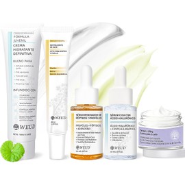 WEUD Skin Care Coreano 5 En 1 Kit, con 1 Crema Hidratante Centella Niacinamida + 1 Cremas de Ojos Retinal + 1 Crema para Cuello + 1 Serum Centella + 1 Serum Péptidos Propóleo, para Todo Tipo de Piel